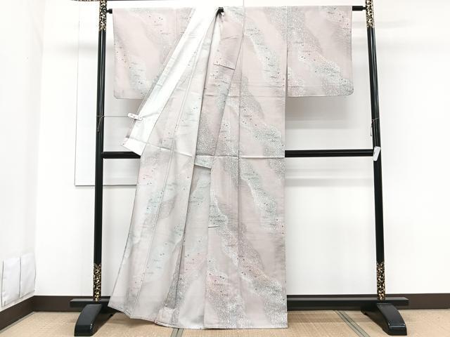 平和屋着物*夏物 小紋 絽 流水舞蝶文 洗える着物 CABG7188xi