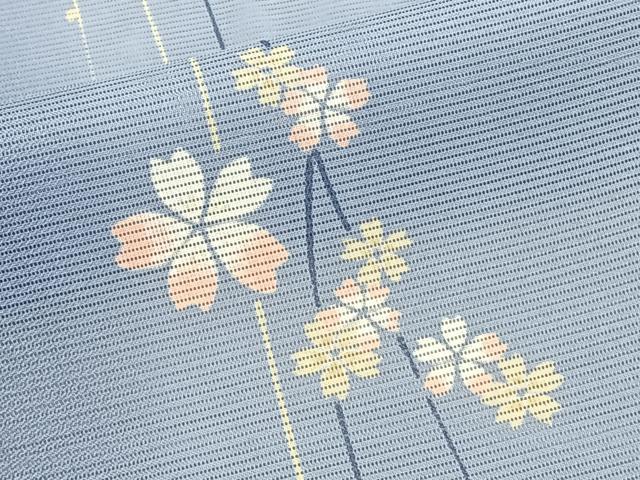 平和屋着物*夏物 小紋 絽 流水花文 洗える着物 CABG7199xi
