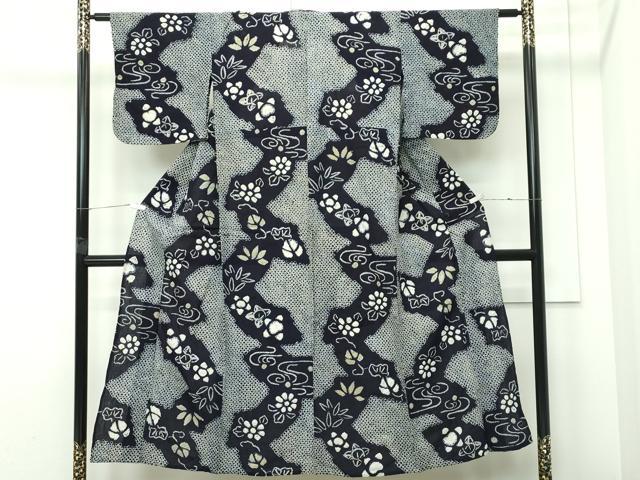 平和屋着物∴夏物 浴衣 有松鳴海絞り 流水草花文 綿 逸品 CABG7215rv