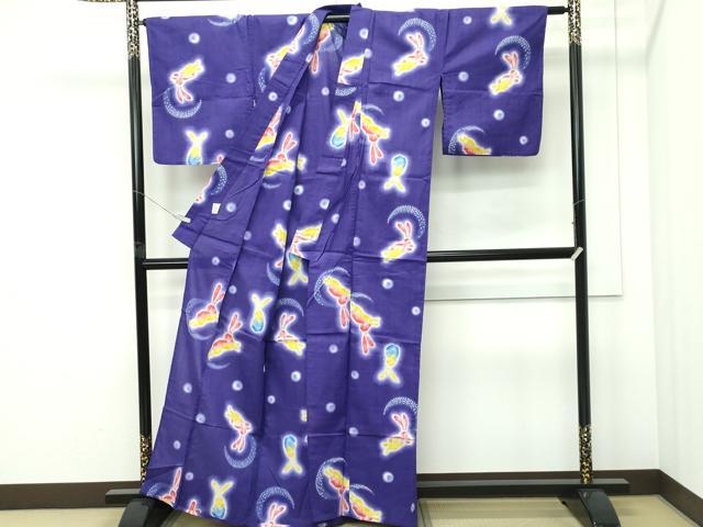 平和屋着物∴夏物 浴衣 月兎 綿 逸品 CABG7217rv