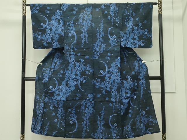 平和屋着物∴夏物 男性 浴衣 夜桜 月 綿 逸品 CABG7229rv