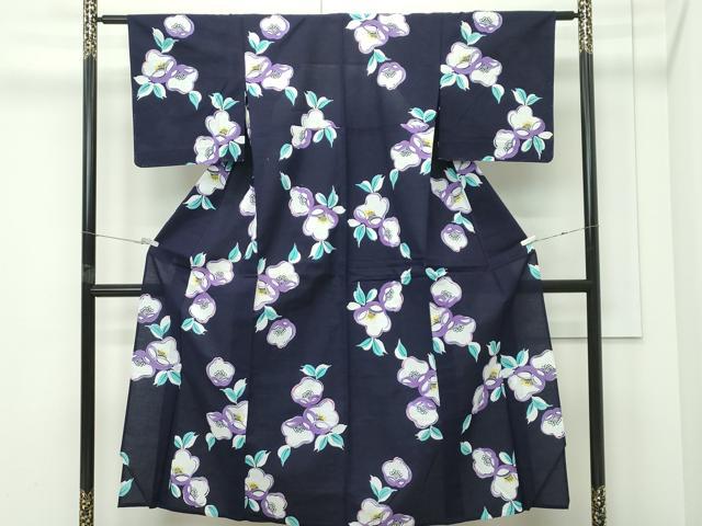 平和屋着物∴夏物 浴衣 草花文 綿 逸品 未使用 CABG7232rv