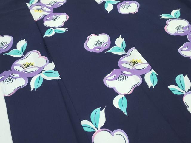 平和屋着物∴夏物 浴衣 草花文 綿 逸品 未使用 CABG7232rv