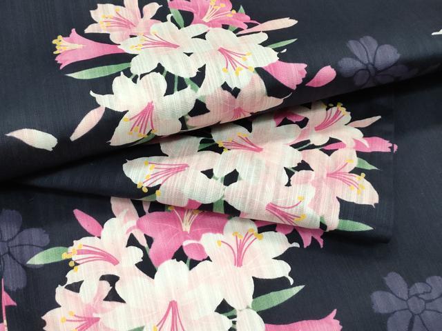 平和屋着物∴夏物 浴衣 草花文 綿 逸品 未使用 CABG7235rv