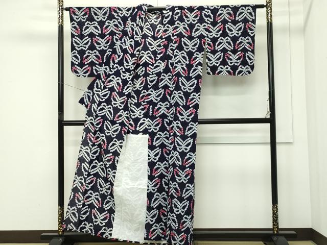 平和屋着物∴夏物 浴衣 有松鳴海絞り 舞蝶文 綿 逸品 未使用 CABG7238rv
