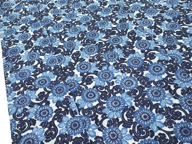 平和屋着物∴夏物 浴衣 藍 型染め 菊唐草文 綿 逸品 CABG7240rv