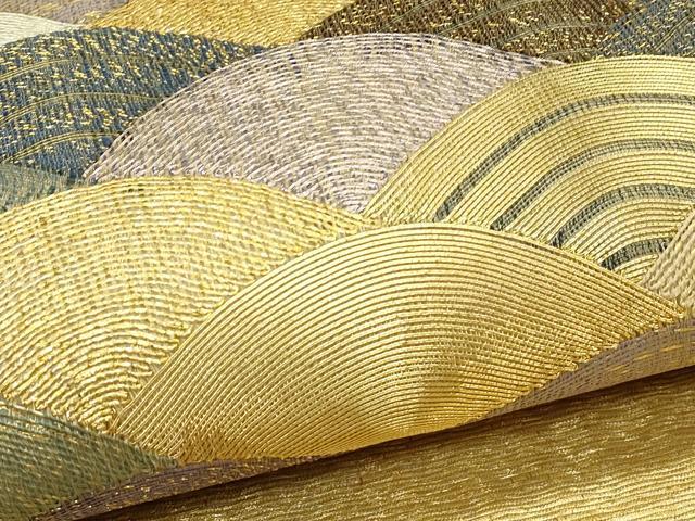 平和屋着物▽太鼓柄袋帯 スリーシーズン 春夏秋 青海波 金銀糸 正絹 逸品 CABG7249rv