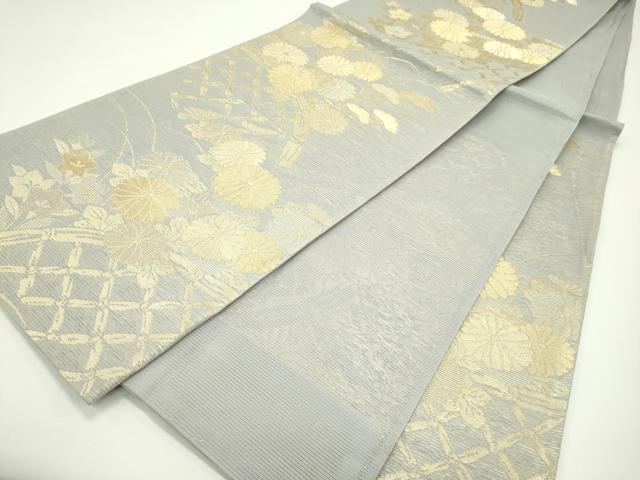 平和屋着物*夏物 六通柄袋帯 玉すだれ 籬秋草文 金糸 正絹 逸品 CABG7253rv