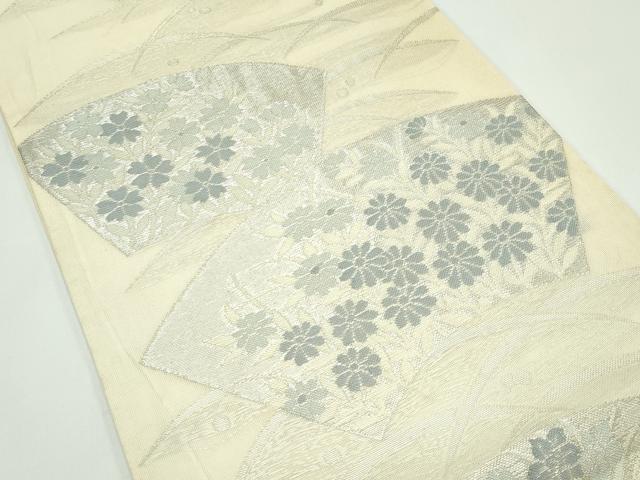 平和屋着物*夏物 六通柄袋帯 露芝地紙秋草文 銀糸 正絹 逸品 CABG7257rv