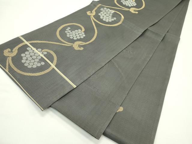 平和屋着物*夏物 全通柄袋帯 葡萄唐草文 金銀糸 正絹 逸品 未使用 CABG7260rv