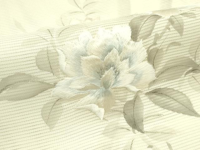 平和屋着物*夏物 太鼓柄袋帯 作家物 手描き 刺繍 笹竹枝花文 銀糸 正絹 逸品 CABG7263rv