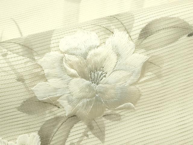 平和屋着物*夏物 太鼓柄袋帯 作家物 手描き 刺繍 笹竹枝花文 銀糸 正絹 逸品 CABG7263rv
