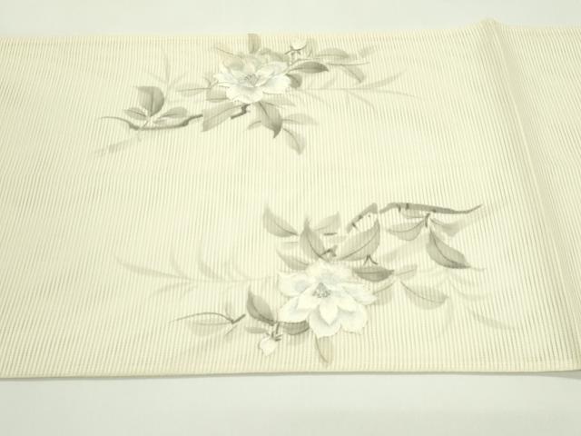 平和屋着物*夏物 太鼓柄袋帯 作家物 手描き 刺繍 笹竹枝花文 銀糸 正絹 逸品 CABG7263rv