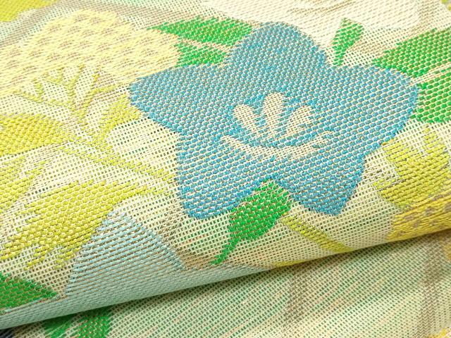 平和屋着物*夏物 織物一筋名門 織悦 全通柄 本袋帯 女郎花 桔梗 金糸 正絹 逸品 未使用 CABG7264rv