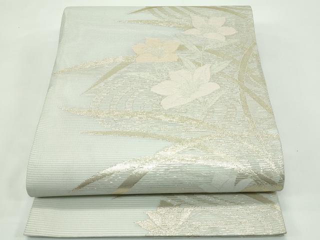 平和屋着物*夏物 六通柄袋帯 流水草花文 金糸 正絹 逸品 CABG7265rv