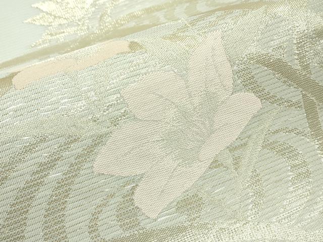 平和屋着物*夏物 六通柄袋帯 流水草花文 金糸 正絹 逸品 CABG7265rv