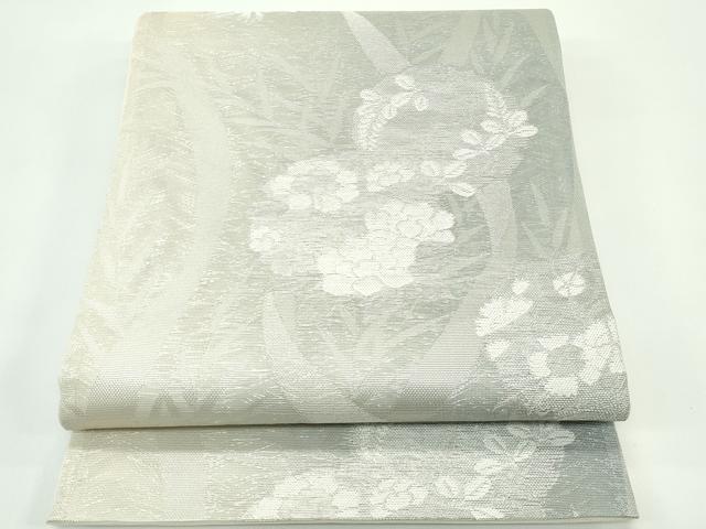 平和屋着物*夏物 六通柄袋帯 雪輪草花文 銀糸 正絹 逸品 未使用 CABG7266rv