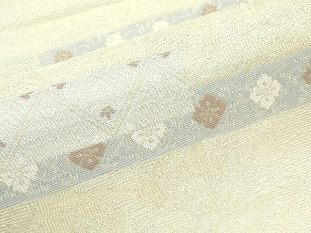 平和屋着物*夏物 六通柄袋帯 横段草花文 金銀糸 正絹 逸品 CABG7268rv