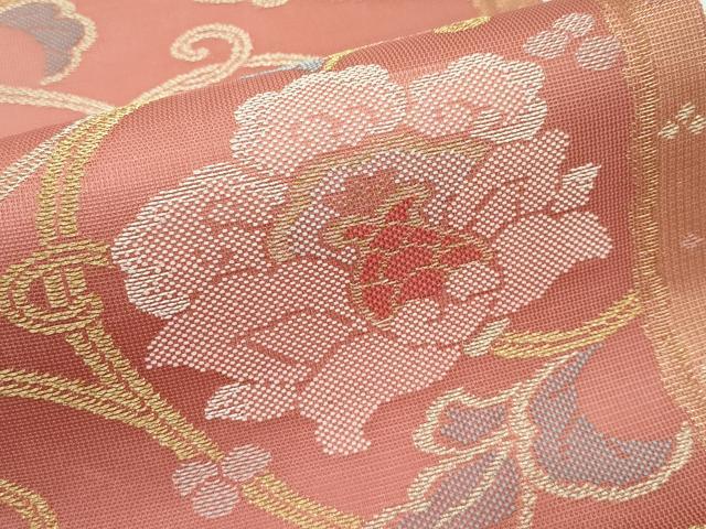 平和屋着物*夏物 六通柄袋帯 牡丹唐草文 金糸 正絹 逸品 CABG7278rv
