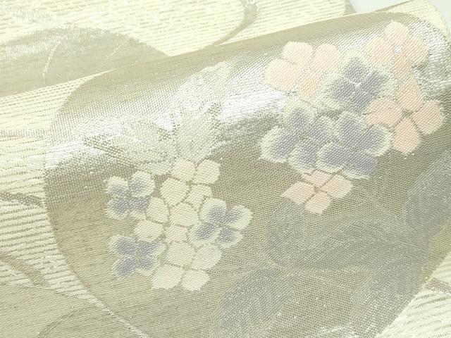 平和屋着物*夏物 六通柄袋帯 流水草花丸文 銀糸 正絹 逸品 未使用 CABG7285rv