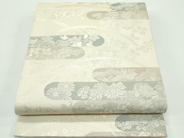 平和屋着物*夏物 六通柄袋帯 秋草霞文 金糸 正絹 逸品 未使用 CABG7286rv