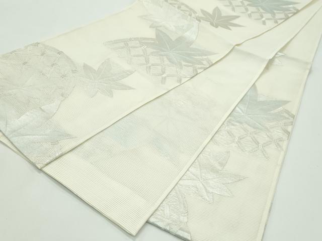 平和屋着物*夏物 六通柄袋帯 籬楓文 銀糸 正絹 逸品 未使用 CABG7288rv