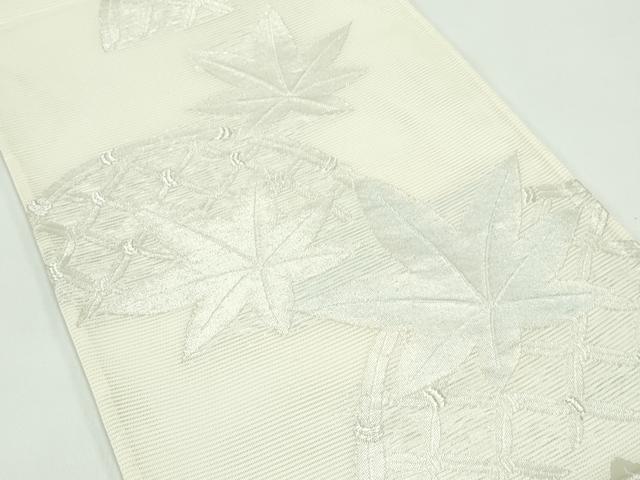 平和屋着物*夏物 六通柄袋帯 籬楓文 銀糸 正絹 逸品 未使用 CABG7288rv