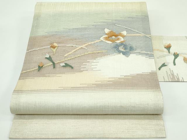 平和屋着物*夏物 九寸名古屋帯 霞花文 金銀糸 正絹 逸品 CABG7294rv