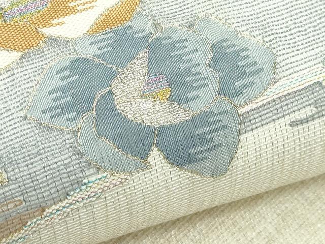平和屋着物*夏物 九寸名古屋帯 霞花文 金銀糸 正絹 逸品 CABG7294rv