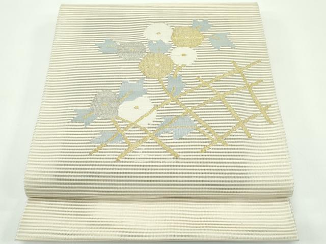 平和屋着物*夏物 八寸名古屋帯 絽綴れ 菊 金銀糸 正絹 逸品 CABG7296rv