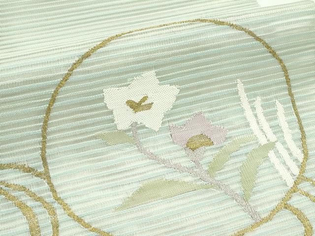 平和屋着物*夏物 八寸名古屋帯 絽綴れ 流水草花丸文 金糸 正絹 逸品 CABG7303rv