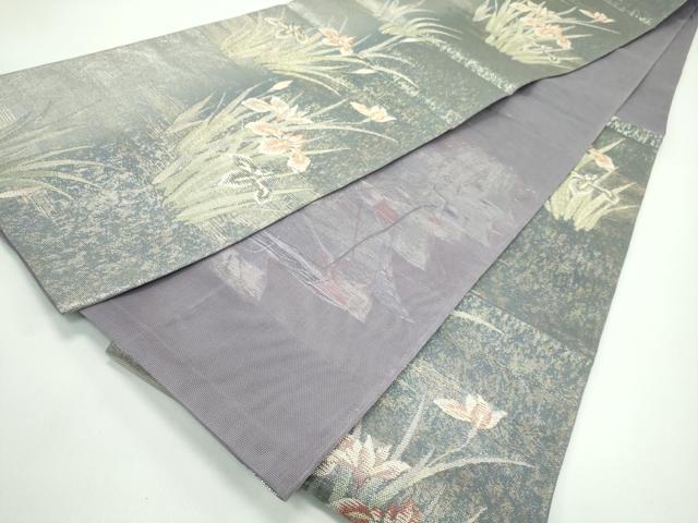 平和屋着物*夏物 六通柄袋帯 杜若 金糸 正絹 逸品 CABG7306rv