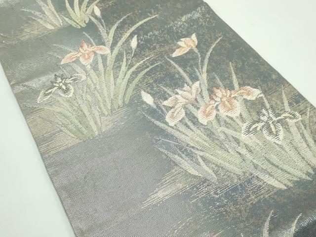 平和屋着物*夏物 六通柄袋帯 杜若 金糸 正絹 逸品 CABG7306rv