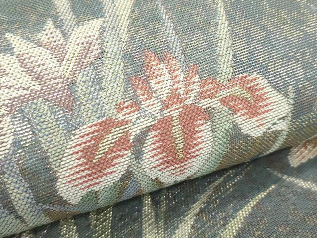 平和屋着物*夏物 六通柄袋帯 杜若 金糸 正絹 逸品 CABG7306rv