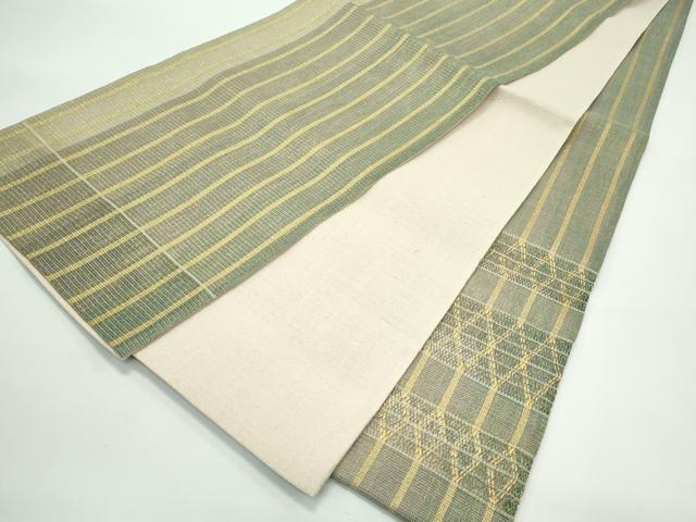 平和屋着物*夏物 太鼓柄袋帯 横段菱文 金糸 正絹 逸品 未使用 CABG7307rv
