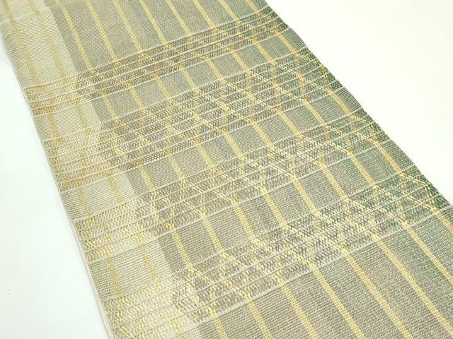平和屋着物*夏物 太鼓柄袋帯 横段菱文 金糸 正絹 逸品 未使用 CABG7307rv