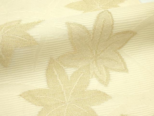 平和屋着物*夏物 全通柄袋帯 芝草楓文 金糸 正絹 逸品 CABG7310rv