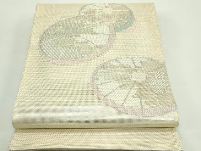 平和屋着物*夏物 太鼓柄袋帯 番傘 銀糸 正絹 逸品 CABG7311rv