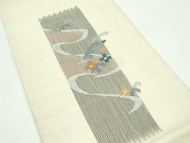 平和屋着物*夏物 太鼓柄袋帯 流水花文 金銀糸 正絹 逸品 未使用 CABG7317rv