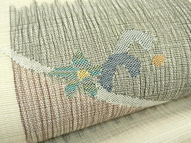 平和屋着物*夏物 太鼓柄袋帯 流水花文 金銀糸 正絹 逸品 未使用 CABG7317rv