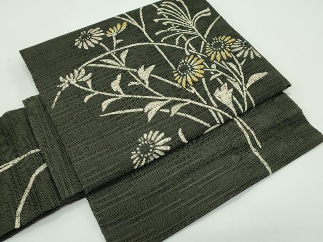 平和屋着物*夏物 つけ帯 ろうけつ染め 草花文 正絹 逸品 CABG7326rv