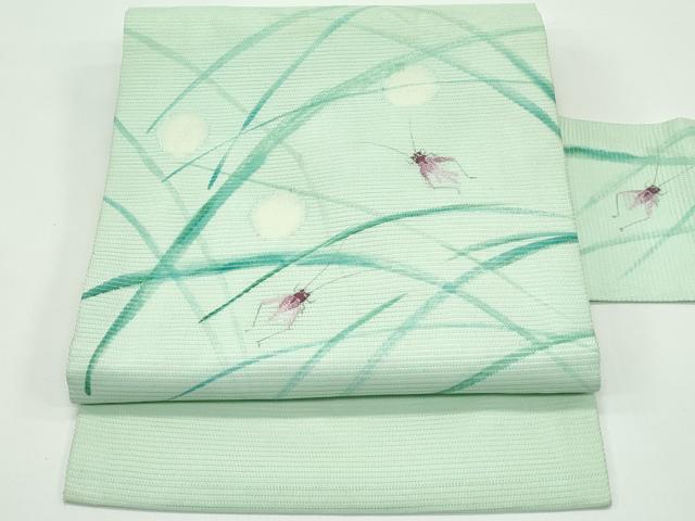 平和屋着物*夏物 九寸名古屋帯 手描き 夏虫 露芝文 正絹 逸品 CABG7328rv
