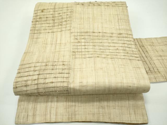 平和屋着物*夏物 九寸名古屋帯 市松文様 麻 逸品 CABG7329rv