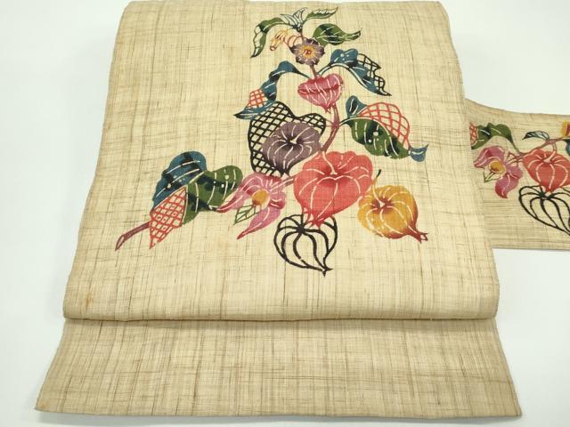平和屋着物*夏物 本場琉球紅型 八寸名古屋帯 鬼灯 麻 逸品 CABG7331rv