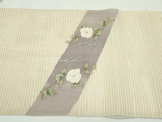 平和屋着物*夏物 八寸名古屋帯 絽綴れ 地紙枝花文 金銀糸 正絹 逸品 CABG7338rv