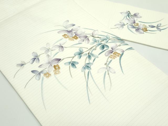 平和屋着物*夏物 絽塩瀬 九寸名古屋帯 手描き 草花文 正絹 逸品 CABG7346rv