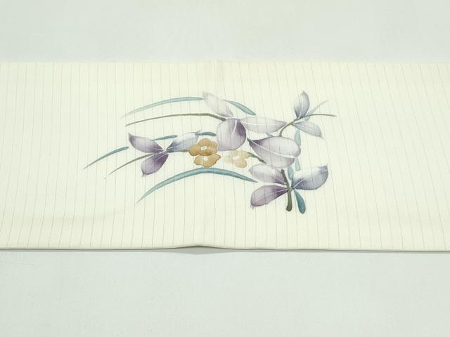平和屋着物*夏物 絽塩瀬 九寸名古屋帯 手描き 草花文 正絹 逸品 CABG7346rv