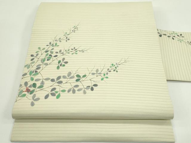 平和屋着物*夏物 絽塩瀬 九寸名古屋帯 作家物 手描き 萩 正絹 逸品 未使用 CABG7351rv