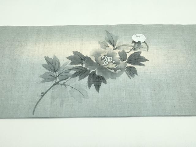 平和屋着物*夏物 九寸名古屋帯 手描き 牡丹 正絹 逸品 CABG7353rv