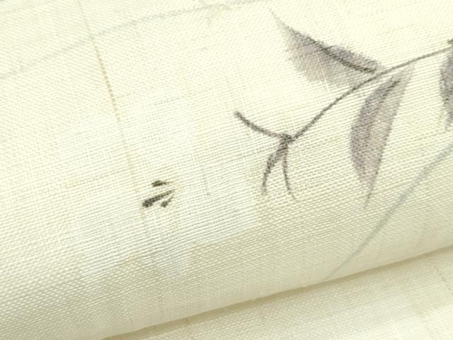 平和屋着物*夏物 九寸名古屋帯 手描き 草花文 麻 逸品 CABG7355rv